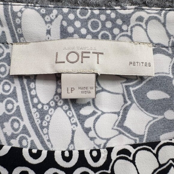 Loft Dress Large Petite Navy‎ White Floral Belt Paisley Boho Fairy Cottagecore - Picture 3 of 16